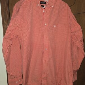 Ariat Men's Coral Checkered Button Down Shirt